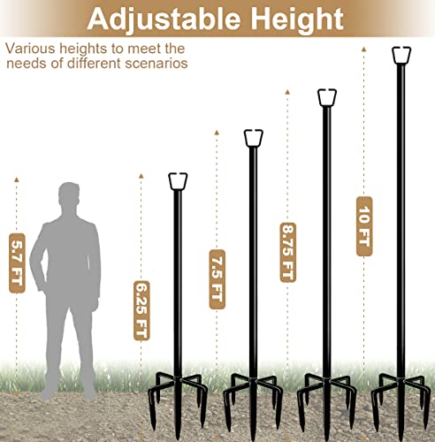 Queension 10FT Plug Floor String Light Poles for Outdoor String Lights for Garden, Backyard, Patio Lighting Stand for Parties, Bistro & Weddings, 2 Pack