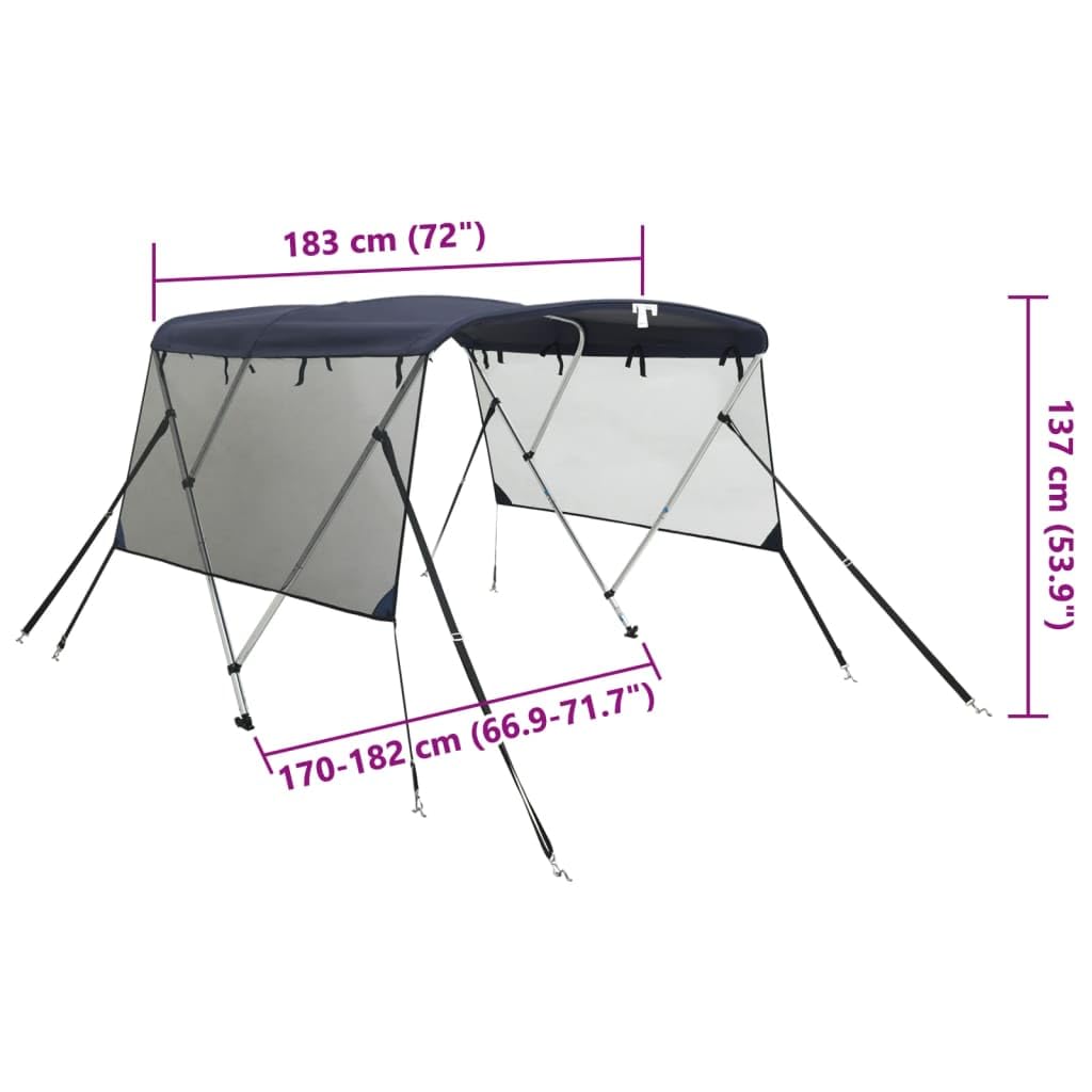 vidaXL Toit Bimini à 3 arceaux parois en Maille 183x(170-182) x137 cm