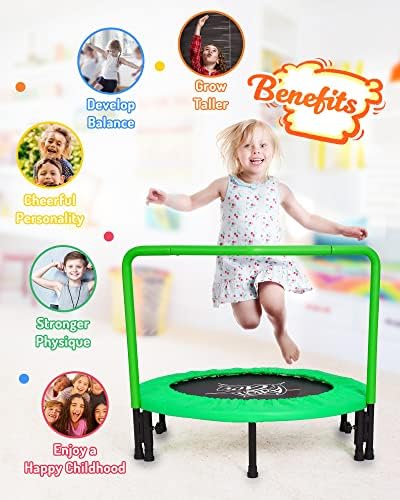 ACTION AIR Mini Trampoline, Folding Trampoline for Indoor and Outdoor, Rebounder Trampoline with Adjustable Handle, Small Trampoline with Safety Pad, Max 220 lbs and 260 Lbs 3 51GyCqKf83L. AC