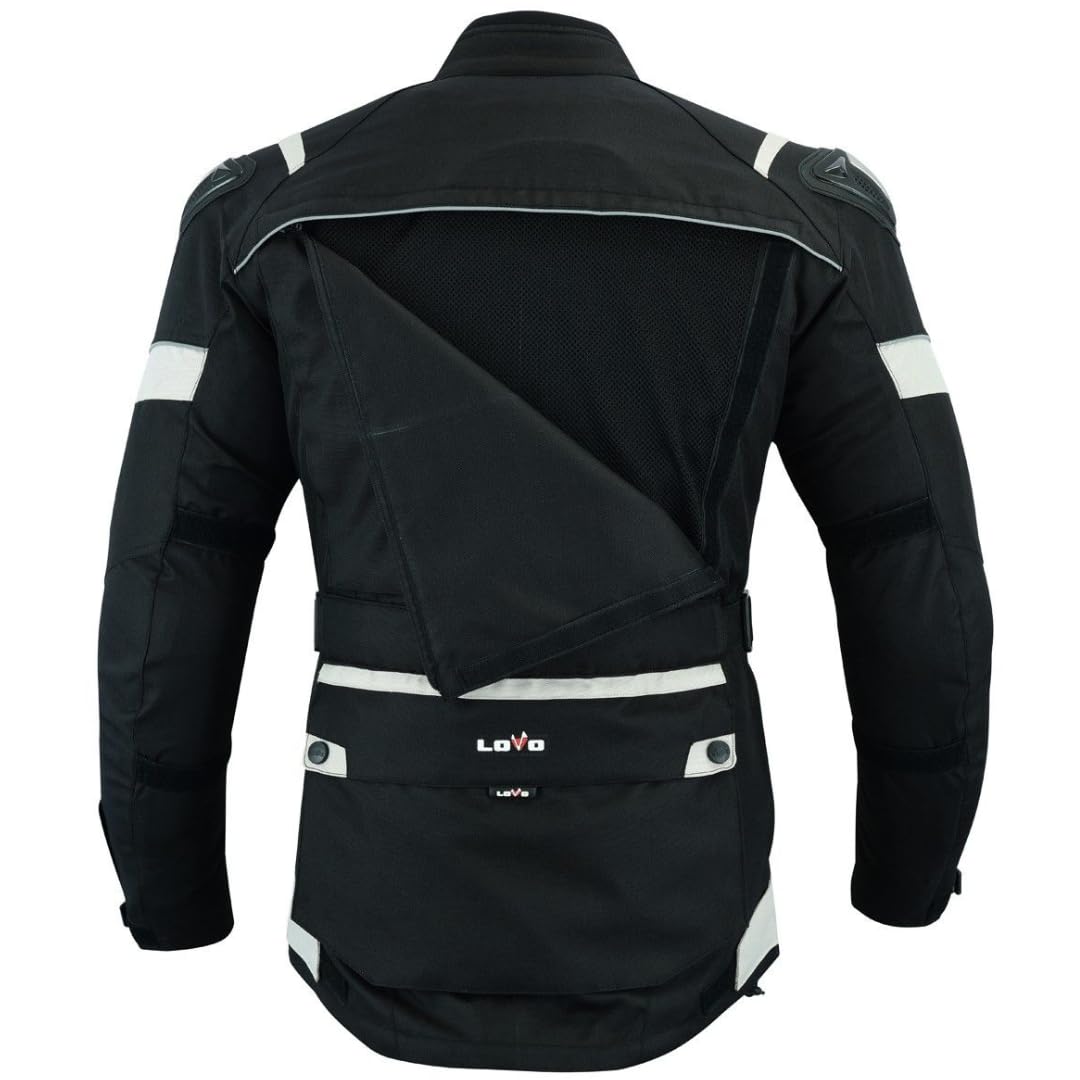 LOVO - Chaqueta Moto Tricapa 4 Estaciones Hombre - Chaqueta Moto Hombre con Protecciones para Verano e Invierno - Pensada para Ciudad, Carretera y Aventura - Cazadora Moto de Longitud 3/4