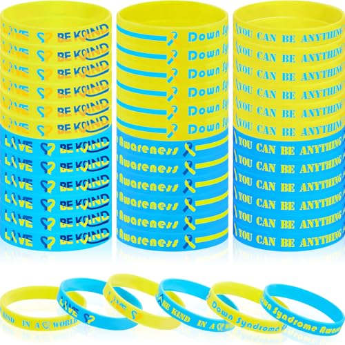 Bracelets en silicone syndrome de Down bleu jaune homme femme pas cher