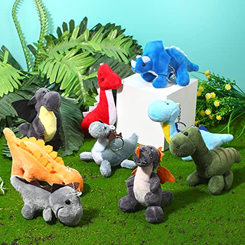 9 Pieces Dinosaur Stuffed Animals 4-6 Inch Mini Plush Dinosaur Figures Assortment Keychain Toy Soft Backpack Ornaments Pendant For Stocking Stuffers, Doll Machine, Dinosaur Party Favors #TOP5