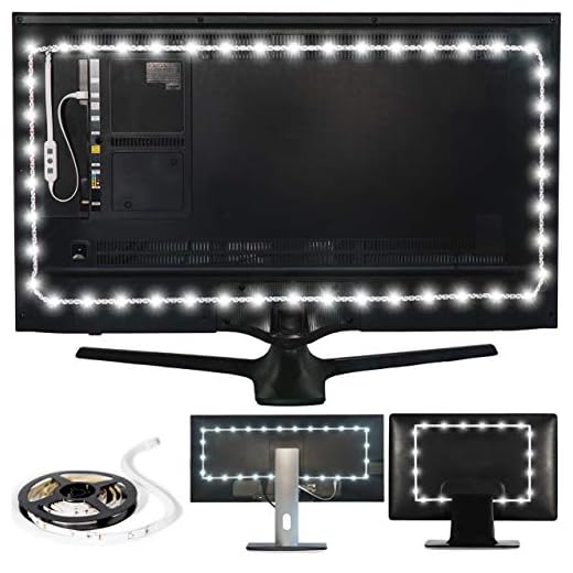 Power Practical USB Bias Lighting, LED TV Backlight Strip, Ambient Home Theater Light, TV Accent Lighting to Reduce Eye Strain, Improve Contrast, White, X-Large (41"-59" TV)