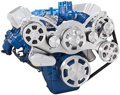 All Inclusive Serpentine System Compatible with Ford FE 390 427 428 Engines with Maintenance Free Clear Coat Finish