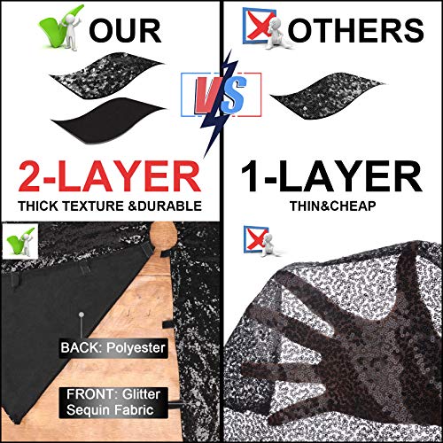 Yuboo Black Christmas Tree Skirt, 48 Inch Sequin Double Layers Xmas Tree Mat For Halloween Ornaments Decorations #TOP4