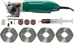 Máquina de Cortar Tecidos Elétrica de Disco Bananinha 2 Polegadas 220v + Kit com 5 Discos de Corte Octogonais Ideal Para Costureiros, Alfaiates Artesãos E Profissionais Trabalham Costura, Artesanato