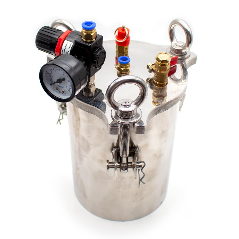 Toplionace 3 Liter Edelstahl Druckbehälter Mit Seitlichem Auslass, Flüssigkeitsabgabe Eimer Mit Sicherheitsregelventil, Maximaler Druck 8 Bar (3L)