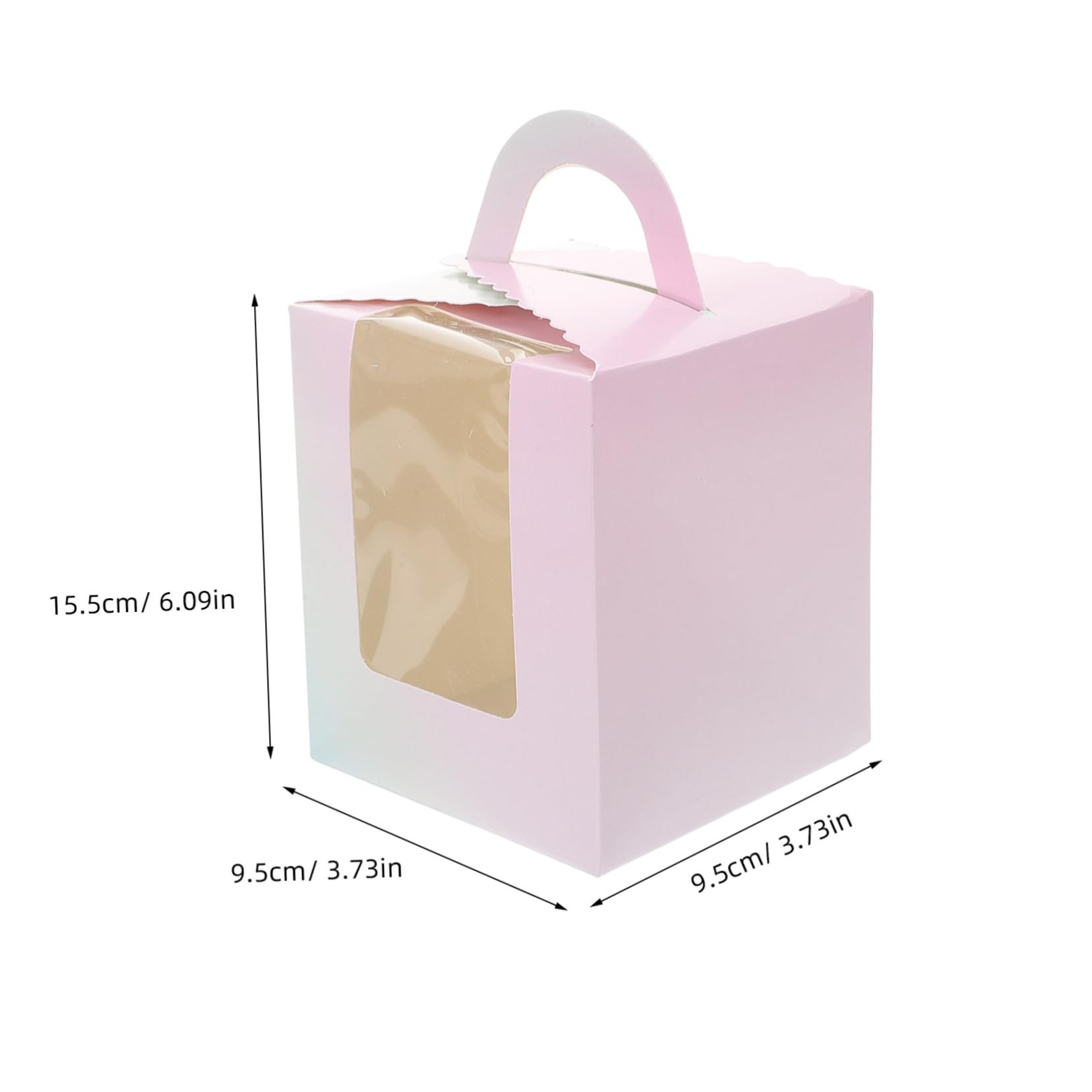 DECHOUS Mousse Cake Box Window 50pcs Cupcake Boxes Handle Baking Cake Containers Lightweight for Wedding Birthday Holiday