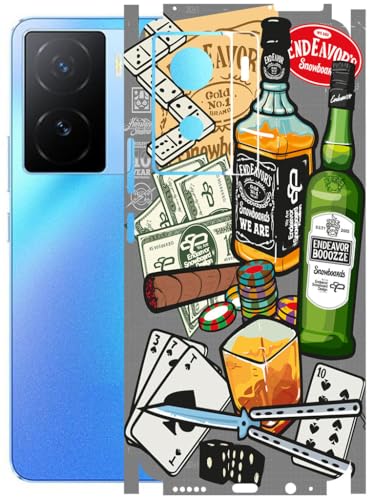 Image of AtOdds - Full Body Back Screen Guard Protector Film - Lamination Wrap Skin Sticker Compatible with IQOO Z7 (5G) | Scratchproof Matte Finish (Wine Graffiti)
