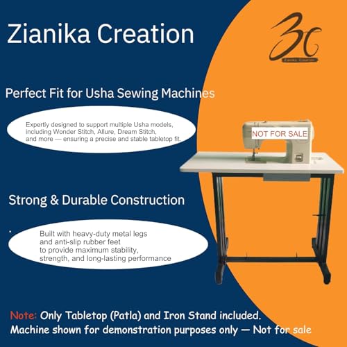 Image of Extension Table Top with Stand for Sewing Machines | Customized Table Top with Brand /Shop or Merchant Name (Compatible with Usha Janome Wonder Stitch)