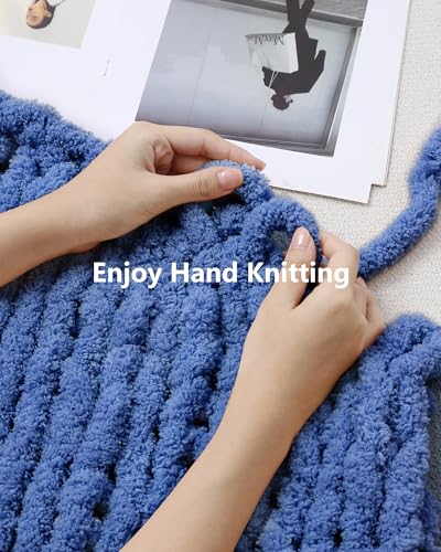 Image of Cozyful Chunky Yarn for Hand Knitting, #9 Thick Jumbo Big Chunky Yarn for Crocheting, Super Chunky Knit Blanket Yarns, Large Chunky Chenille Yarns, 8 Pack (30 yds 8 oz Each Skein), Country Blue