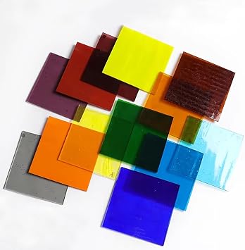MUCOFEI 10 Sheets 96 COE Fusing Glass Supplies,Fusible Stained Glass Sheets for Fused Glass Crafts and Mosaic Making