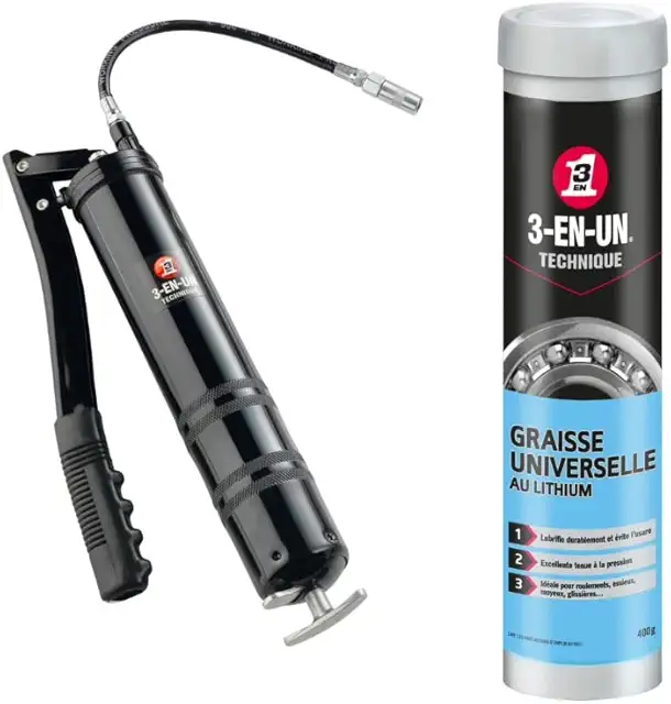 Pompe à Graisse + Cartouche Graisse Universelle Lithium 400g - Graisse en Cartouche