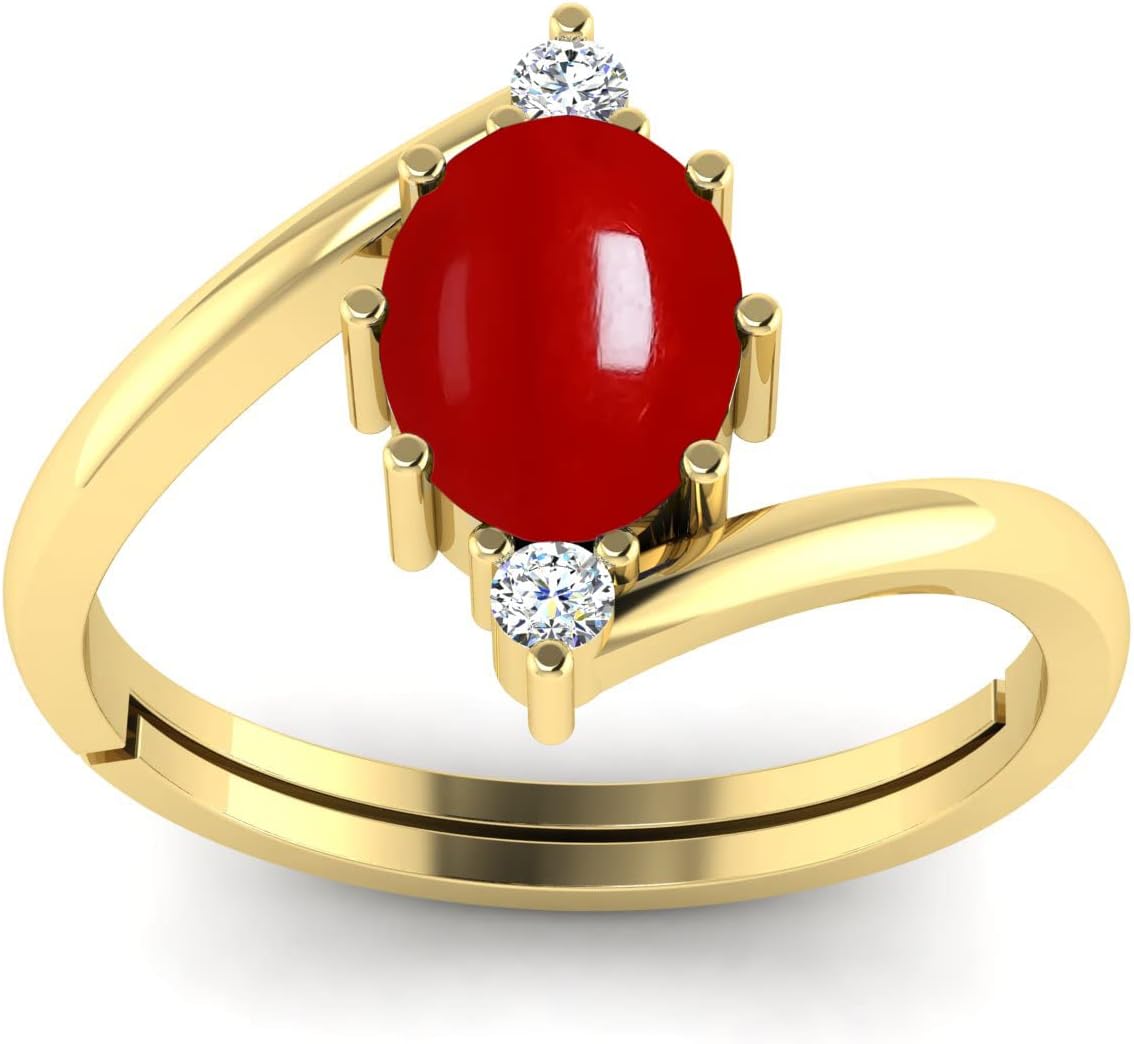 5.00 Carat Natural Red Moonga Coral Ring For Women And Men