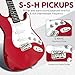 XINYAN 39in Full Size Beginner Electric Guitar Starter Kit w/Case, Strap, 20W Amp, Strings, Pick, Tremolo Bar (Red Guitar)