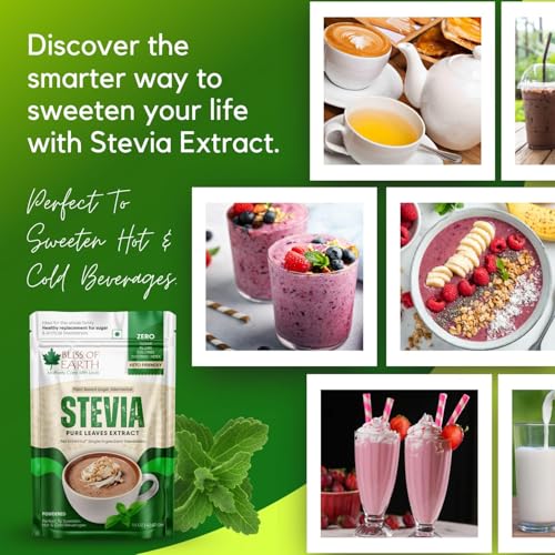 Image of Bliss of Earth Pure Stevia Extract Powder Without Erythritol | Natural Zero Calorie Sweetener | Sugar Free Stevia Extract | Organic Sugar Alternative | Keto Friendly Stevia Sugar for Everyday Sweetness 42.52g