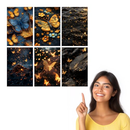 Image of SiddArtify Golden Hour Butterflies Art Print Set - Sticker - 12x18 Inch - Pack of 6 Wall Room Decoration art Poster Prints