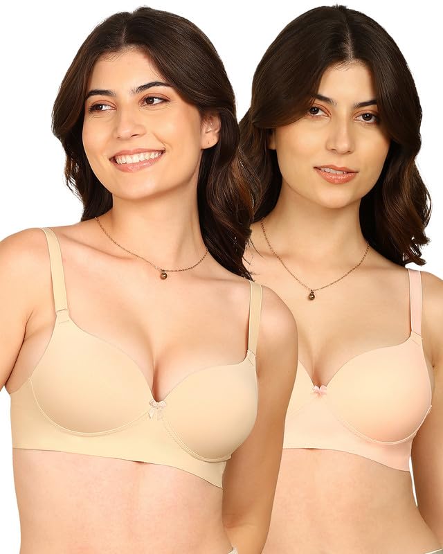 komli Bonded Maximiser Bra | 3/4th Coverage | Wire-Free | Makes The Appearance 1 Cup Size Bigger | No Elastic at Bottom Band and Side Wings| Pack of 2 |-picture-13