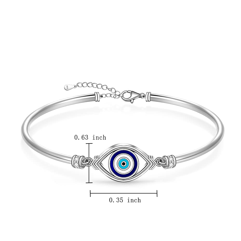 Pulsera de mal de ojo para mujer, de plata de ley, color azul turco, griego, con protección de buena suerte, joyería de oro blanco, regalo para el día de la madre, Plata de ley, Circonita cúbica