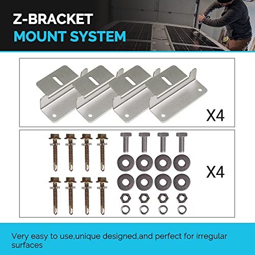 【New Upgrades】 Renogy 400W 12V Solar Panel Starter Kit, 4 * 100 Watt N-Type 16BB Solar Panel, MPPT 40A Charge Controller, Adaptor Kit, Tray Cables, Mounting Z Brackets for RV, Camper, Off-Grid System
