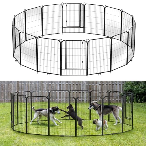 Dog Playpen Outdoor,42.8Ft(L) Dog Fence with Gate for Yard,Pet Exercise Pen for Rv Camping Garden for Large Dog with Fixed Stakes(40inch)