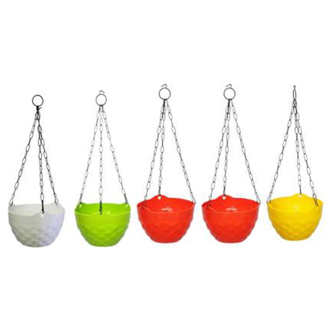 EOAN Unbreakable Plastic Vertical Hook Hanging Planters Set (Pack of 5, Multicolour)