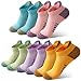 AVAYUU Sneaker Socken Damen 35-38, Atmungsaktive Sportsocken Baumwolle Anti-Blasen Gepolsterte Kurze Laufsocken mit Geschenkbox Sommer 5 Paar Bunt