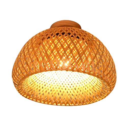 IWOWHERO Chinoiserie Vintage Lampshade Woven Ceiling Light Boho Style Decor for Room