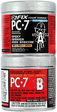 PC Products PC-7 Epoxy Adhesive Paste, Two-Part Heavy Duty, 1/2lb in Two Cans, Charcoal Gray 87770