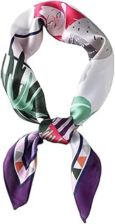 NA Sciarpa di seta tattile quadrata in seta con motivo unico per sciarpa turbante da donna