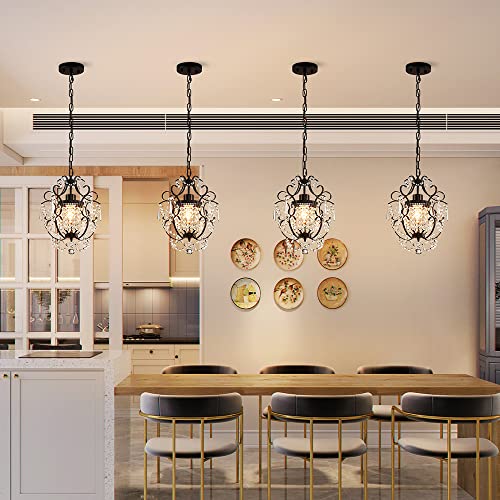 Agv Lighting 2021003 Crystal Chandelier Lighting, Modern Mini Hanging Light Fixtures With 1 E26 Light, D11 X H15, 35" Adjustable Chain, Black Finish #TOP5