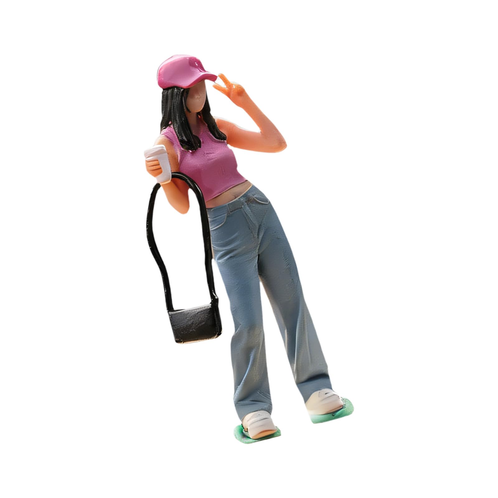 Snorvixre 1: 64 Scale Hand Painted Collectible Figures Realistic Milk Tea Girl Figure Model for Miniature Scenes Dioramas Props Milk Tea Girl Figure Model
