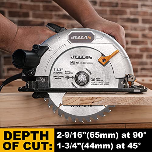 Circular Saw, 13-Amp 5500Rpm 7-1/4" Power Circle Saw With 3 Saw Blade 24T/36T/40T, Cutting Depth : 2-9/16" At 90°, 1-3/4" At 45° For Wood, Bevel Angle(0 To 45°), Ac Power Cord #TOP2