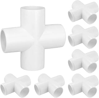8 Pack 1-1/4" Cross PVC Fitting Connector, 4-Way Cross Furniture Grade Elbow Fittings for DIY PVC Shelf Building Furniture Garden Greenhouse Connection Tent