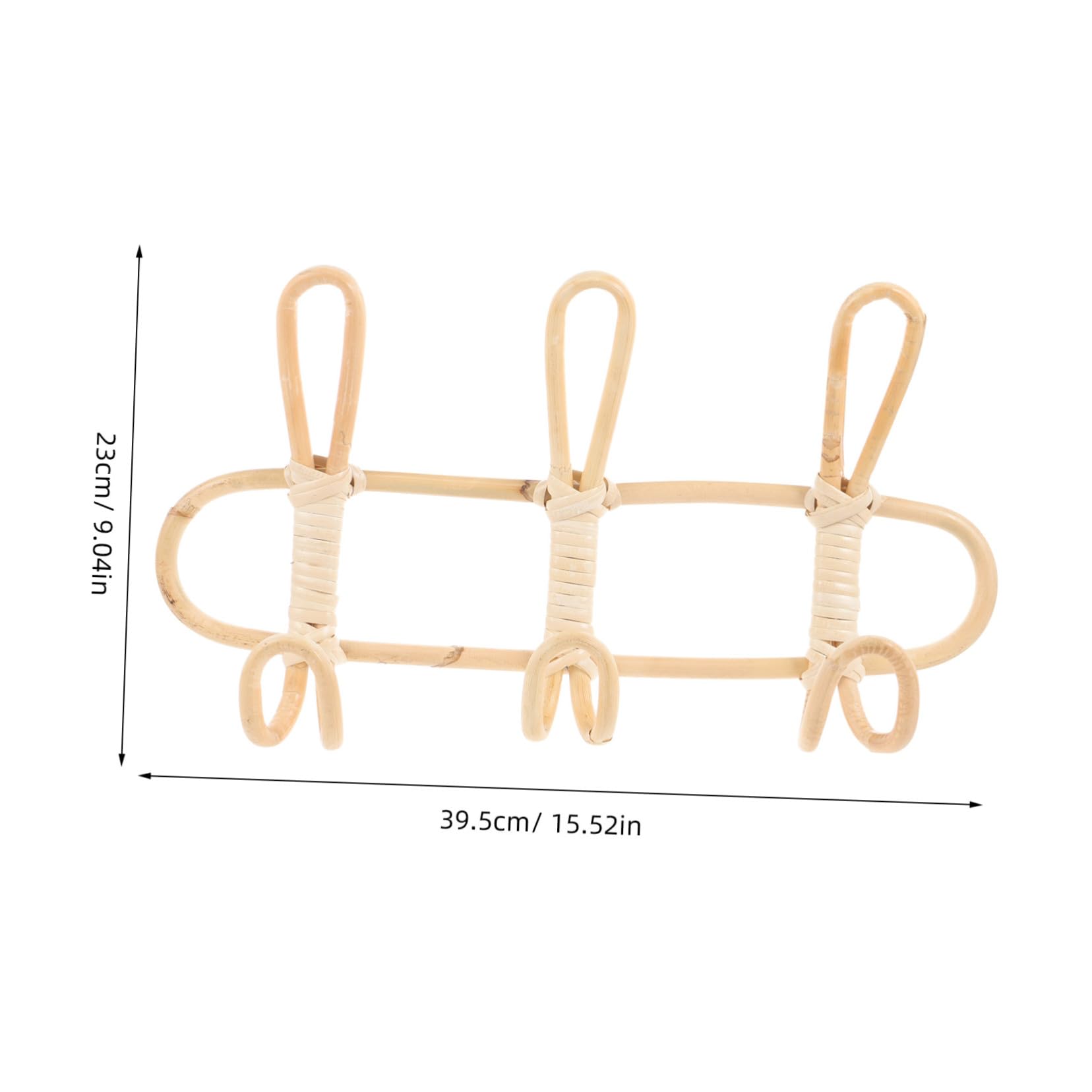 Handgefertigte Rattan Hakenleiste in Khaki Wandmontierter Vintage Organizer mit 3 Haken für Effiziente Aufbewahrung im Schlafzimmer