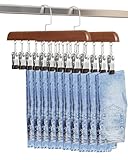 WJWSKI 2 Stück Hosenbügel Platzsparend, Holz Kleiderbügel für Hosen, Hosenbügel Klemmbügel, Der Kleiderbügel Hosen eignet sich zur Aufbewahrung von Hosen, Hüten, Socken, Unterwäsche und mehr (Walnuss)