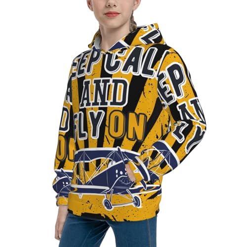 Keep Calm and Fly On Kid Hoodies Boys Sweatshirts Girls Pullover with Pocket2