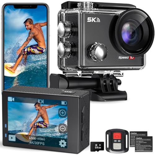 Hiicam Action Camera 5K 30FPS Waterproof Camera Underwater 131FT with EIS WiFi App Remote Control...