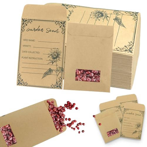 Gamtrik 100 Pieces Seed Envelopes - Seed Packets Self Adhesive