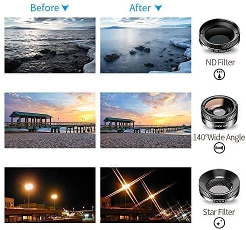 Textiluxe 6 en 1 Objectif Macro Smartphone, objectifs pour téléphones Portables, Fisheye 205° + Grand Angle 140° + Objectif Macro (25x), ND Filtre CPL/Star compatibilité Universelle Smartphone – vue 3