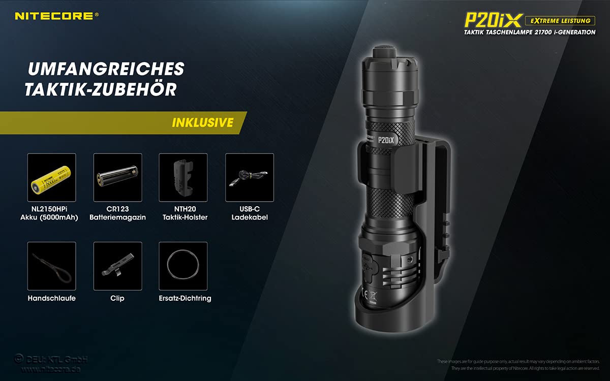 Flashlight Precise SERIES/4000 LUMENS P20IX NITECORE, Noir