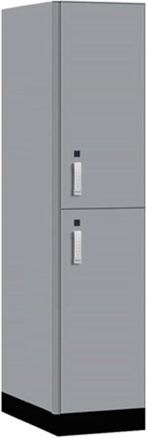 Salsbury 18" Wide Premier Wood Locker-Double Tier-1 Wide-6 Feet High-24 Deep-Winter Fog-Silver Electronic Locks
