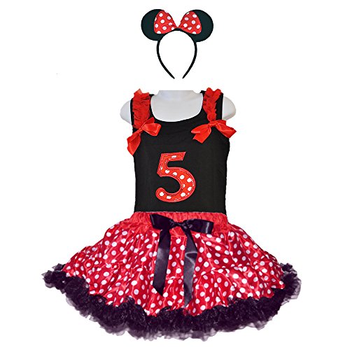 Gofordance Birthday Mouse Costumes Polka Tutu Year Number Top & Headband (Medium-Age 3) #TOP1