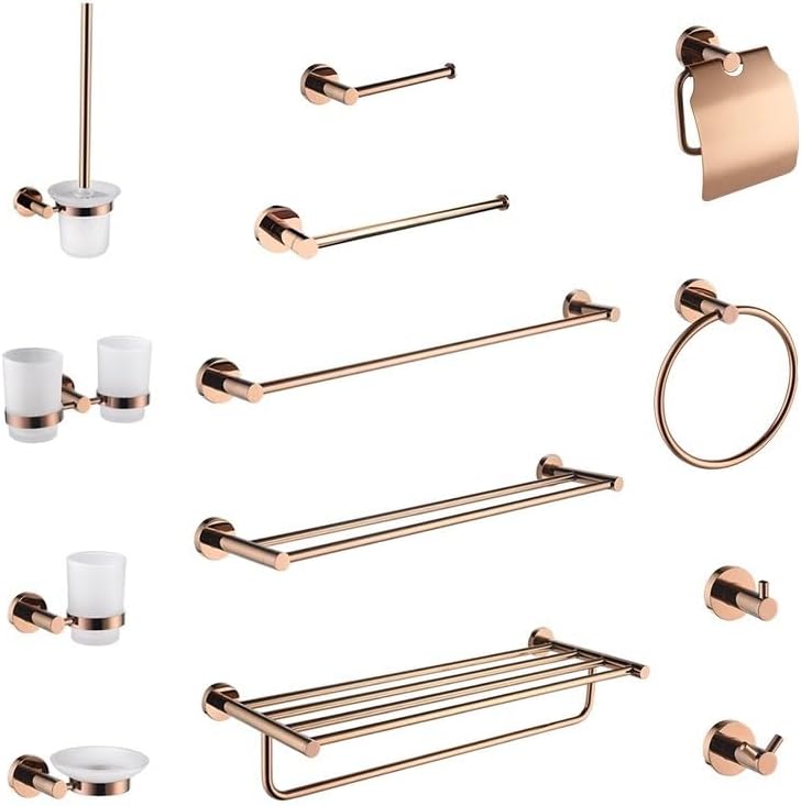 304 Stainless Steel Polishing Rose Golden Bathroom Hardware Towel Rack Toliet Paper Holder Towel Ring Hook Bathroom Accessory(Toilet Brush Holder)