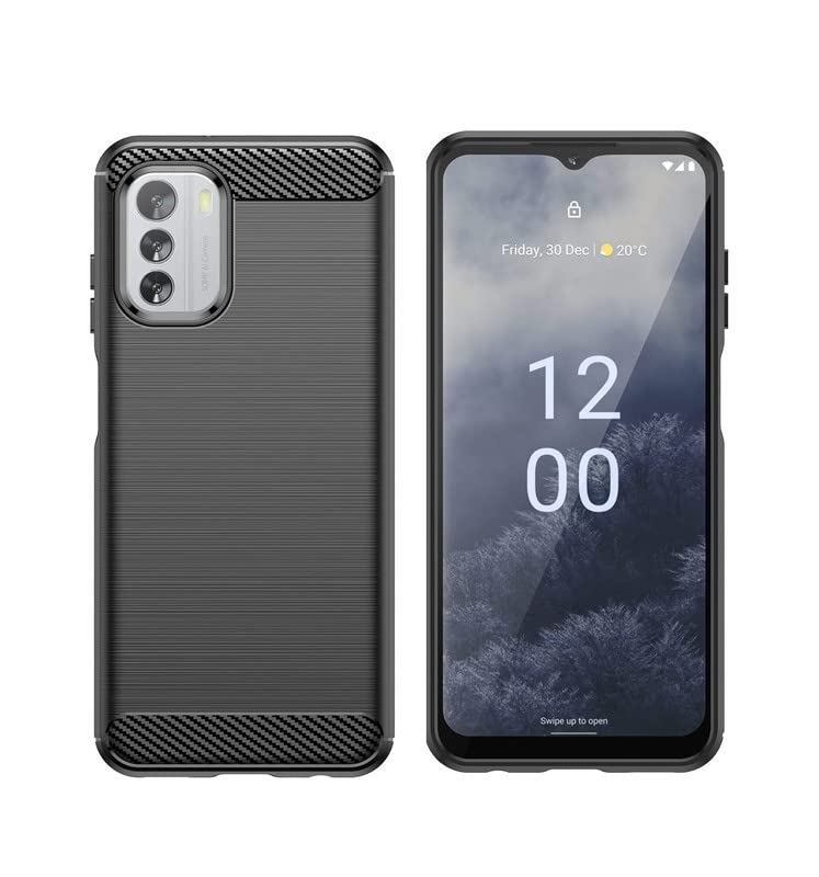 Image of NPRC Hybrid Ultra Slim Protective Case TPU Non-Slip Carbon Fiber Texture Shockproof Case Cover for Nokia G60 5g - Black