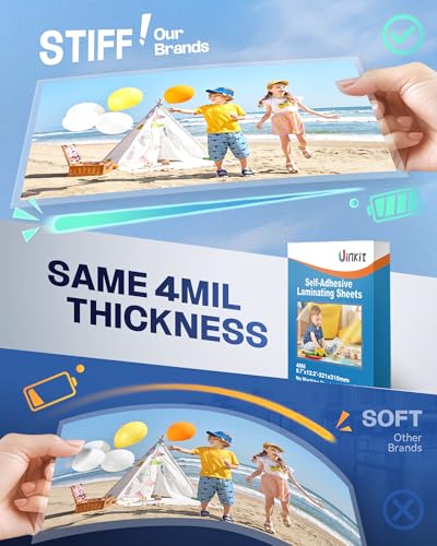 Uinkit Self-Adhesive Laminating Sheets, 4Mil 10 PCS 8.7 x 12.2 Inches Clear Self Sealing Laminating Sheets, Suitable for 8.5x11 inches Letter Size, No Machine Needed (8.7x12.2"-4Mi image 6