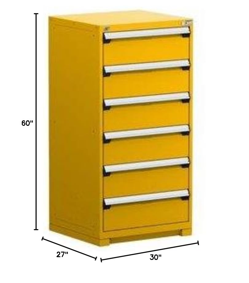 Rousseau Heavy-Duty Stationary Cabinet (with Compartments), 6 Drawers (30"W X 27"D X 60"H) R5ADG-5843