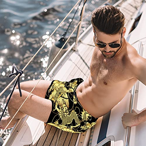 Short de bain traditionnel chinois doré à séchage rapide - 2