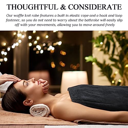 Image of Tigeen 12 Pcs Spa Robe for Women Waffle Spa Wraps with Pocket Adjustable Closure Lightweight Towel Wraps for Bath Shower (Black, M)