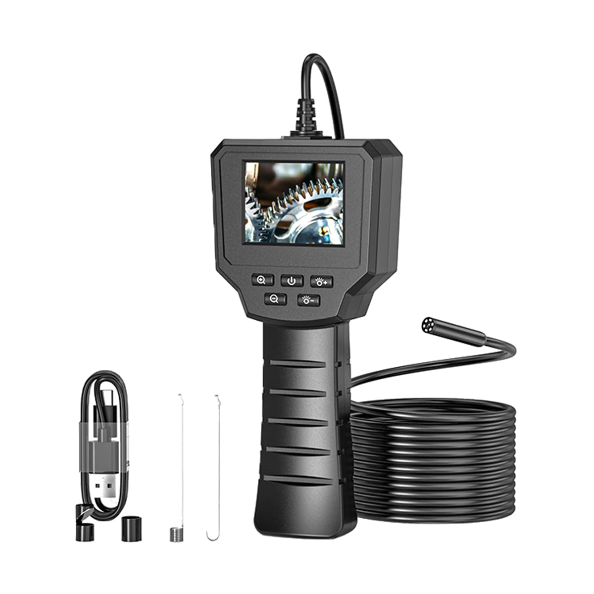 POFET Endoskopkamera mit Licht, Industrielles Endoskop 1440P HD Inspektionskamera Kanalkamera Rohrkamera, 2.4 Bildschirm IP67 Wasserdichter, High-Definition-Endoskop – 5 Meter